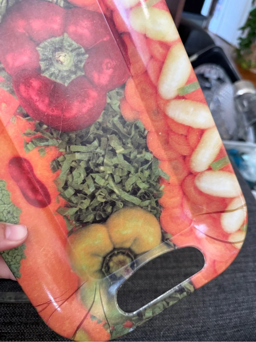 Vegetable Print Serving Tray - Orange & Red (2)